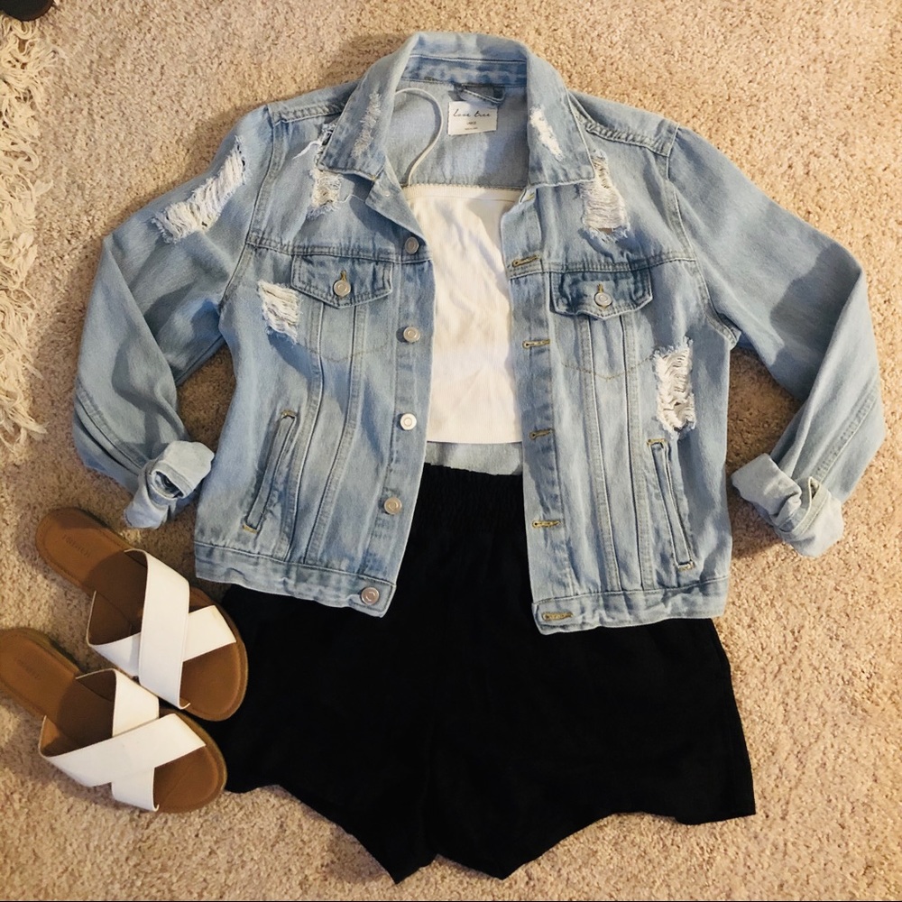 Distressed Light Denim Jacket